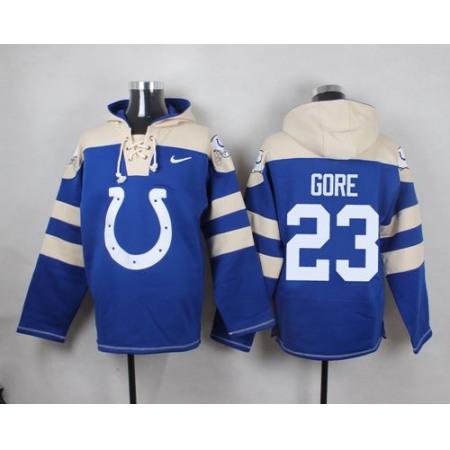 Colts #23 Frank Gore Royal Blue Player Pullover NFL Hoodie