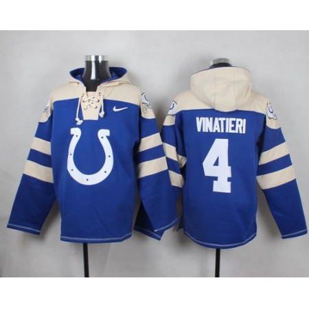 Colts #4 Adam Vinatieri Royal Blue Player Pullover NFL Hoodie