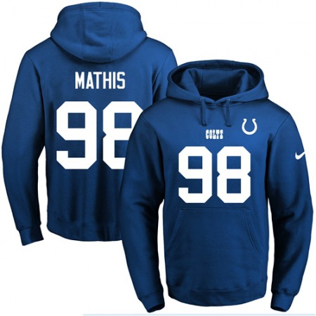 Colts #98 Robert Mathis Royal Blue Name & Number Pullover NFL Hoodie