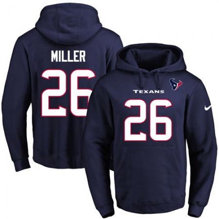 Texans #26 Lamar Miller Navy Blue Name & Number Pullover NFL Hoodie