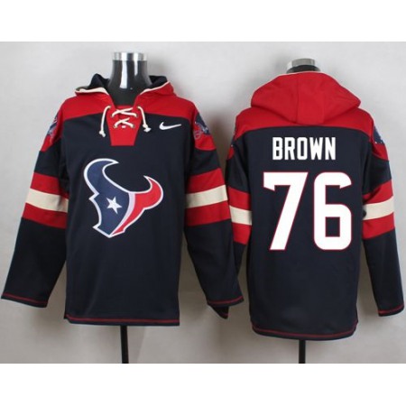 Texans #76 Duane Brown Navy Blue Player Pullover NFL Hoodie