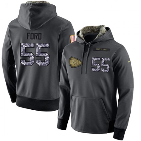NFL Men's Kansas City Chiefs #55 Dee Ford Stitched Black Anthracite Salute to Service Player Performance Hoodie