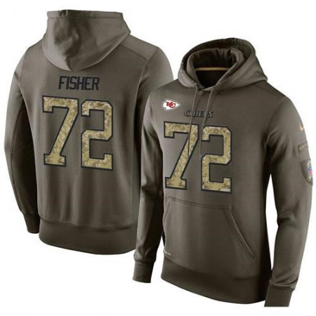 NFL Men's Kansas City Chiefs #72 Eric Fisher Stitched Green Olive Salute To Service KO Performance Hoodie