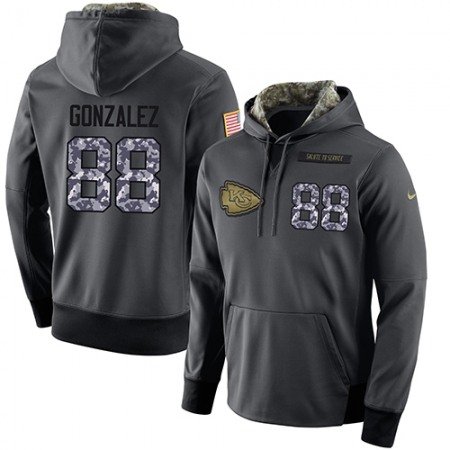NFL Men's Kansas City Chiefs #88 Tony Gonzalez Stitched Black Anthracite Salute to Service Player Performance Hoodie