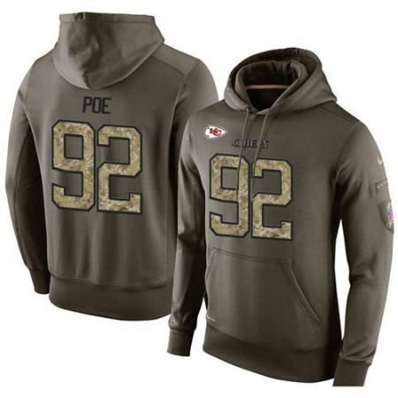 NFL Men's Kansas City Chiefs #92 Dontari Poe Stitched Green Olive Salute To Service KO Performance Hoodie