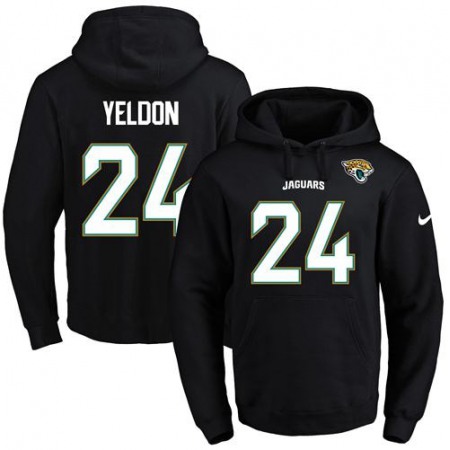 Jaguars #24 T.J. Yeldon Black Name & Number Pullover NFL Hoodie