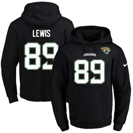 Jaguars #89 Marcedes Lewis Black Name & Number Pullover NFL Hoodie