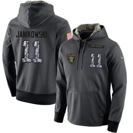 NFL Men's Oakland Raiders #11 Sebastian Janikowski Stitched Black Anthracite Salute to Service Player Performance Hoodie