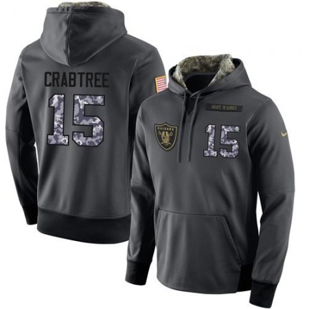 NFL Men's Oakland Raiders #15 Michael Crabtree Stitched Black Anthracite Salute to Service Player Performance Hoodie