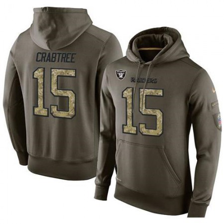 NFL Men's Oakland Raiders #15 Michael Crabtree Stitched Green Olive Salute To Service KO Performance Hoodie