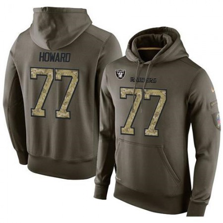 NFL Men's Oakland Raiders #77 Austin Howard Stitched Green Olive Salute To Service KO Performance Hoodie