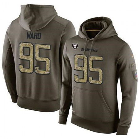 NFL Men's Oakland Raiders #95 Jihad Ward Stitched Green Olive Salute To Service KO Performance Hoodie