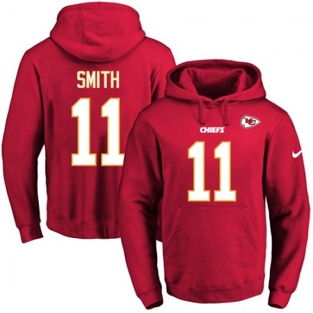 Chiefs #11 Alex Smith Red Name & Number Pullover NFL Hoodie