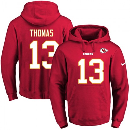 Chiefs #13 De'Anthony Thomas Red Name & Number Pullover NFL Hoodie
