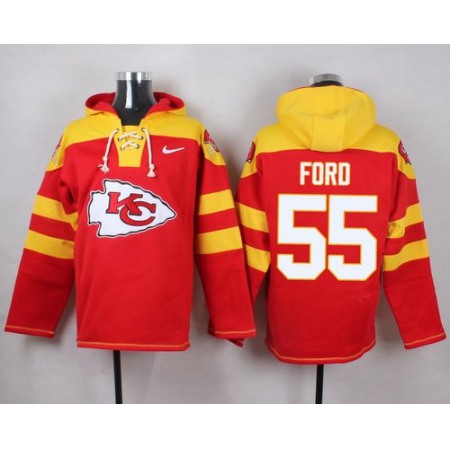 Chiefs #55 Dee Ford Red Player Pullover NFL Hoodie