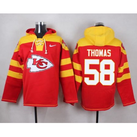 Chiefs #58 Derrick Thomas Red Player Pullover NFL Hoodie