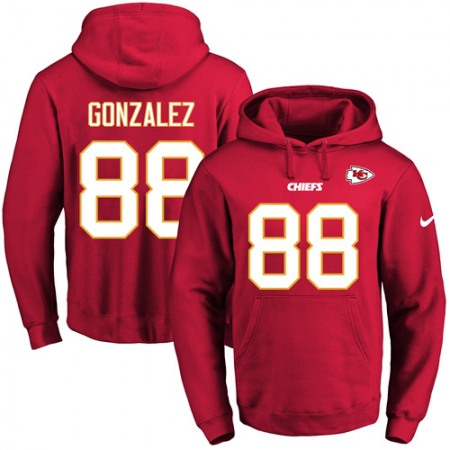 Chiefs #88 Tony Gonzalez Red Name & Number Pullover NFL Hoodie