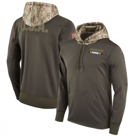 Men's Los Angeles Chargers Olive Salute to Service Sideline Therma Pullover Hoodie