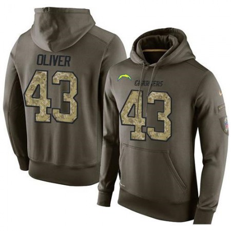 NFL Men's San Diego Chargers #43 Branden Oliver Stitched Green Olive Salute To Service KO Performance Hoodie