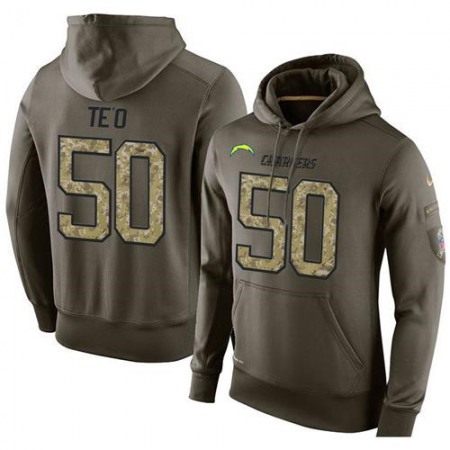 NFL Men's San Diego Chargers #50 Manti Te'o Stitched Green Olive Salute To Service KO Performance Hoodie