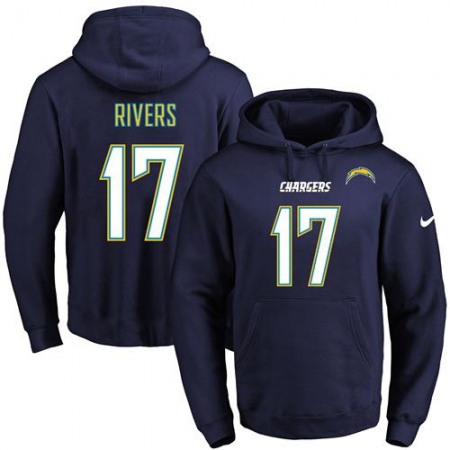Chargers #17 Philip Rivers Navy Blue Name & Number Pullover NFL Hoodie