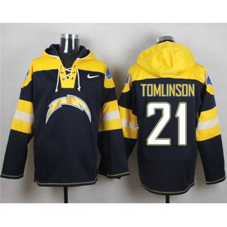 Chargers #21 LaDainian Tomlinson Navy Blue Player Pullover NFL Hoodie
