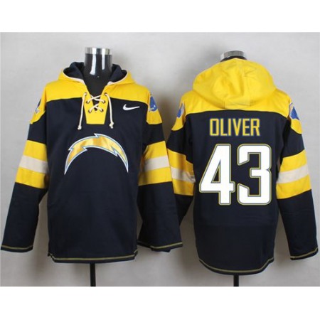 Chargers #43 Branden Oliver Navy Blue Player Pullover NFL Hoodie
