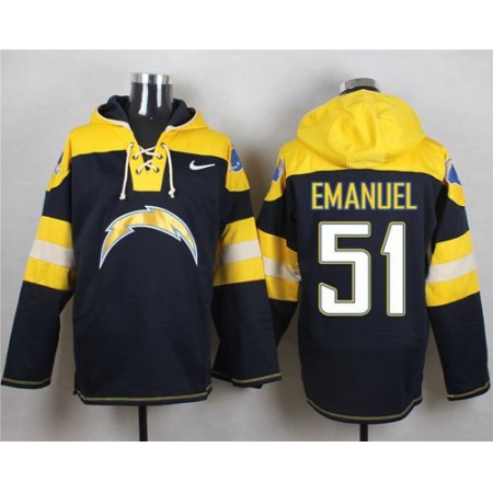 Chargers #51 Kyle Emanuel Navy Blue Player Pullover NFL Hoodie