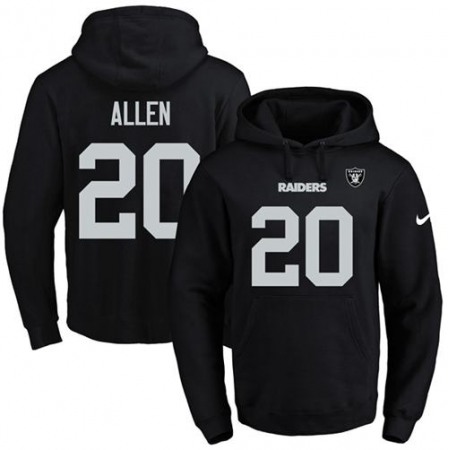 Raiders #20 Nate Allen Black Name & Number Pullover NFL Hoodie