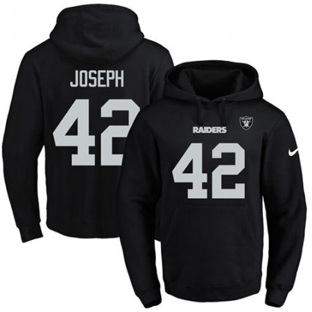 Raiders #42 Karl Joseph Black Name & Number Pullover NFL Hoodie