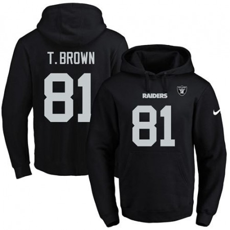 Raiders #81 Tim Brown Black Name & Number Pullover NFL Hoodie