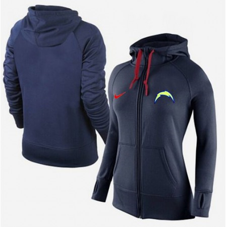 Women's San Diego Chargers Full-Zip Performance Hoodie Dark Blue