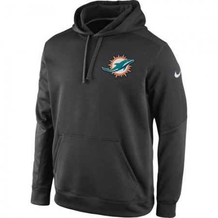 Miami Dolphins KO Chain Fleece Pullover Performance Hoodie Charcoal