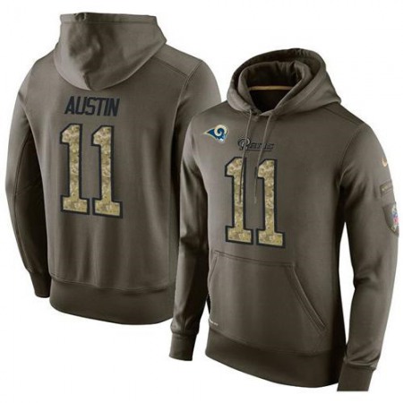 NFL Men's Los Angeles Rams #11 Tavon Austin Stitched Green Olive Salute To Service KO Performance Hoodie