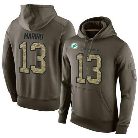 NFL Men's Miami Dolphins #13 Dan Marino Stitched Green Olive Salute To Service KO Performance Hoodie