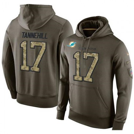 NFL Men's Miami Dolphins #17 Ryan Tannehill Stitched Green Olive Salute To Service KO Performance Hoodie