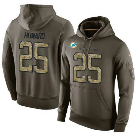 NFL Men's Miami Dolphins #25 Xavien Howard Stitched Green Olive Salute To Service KO Performance Hoodie