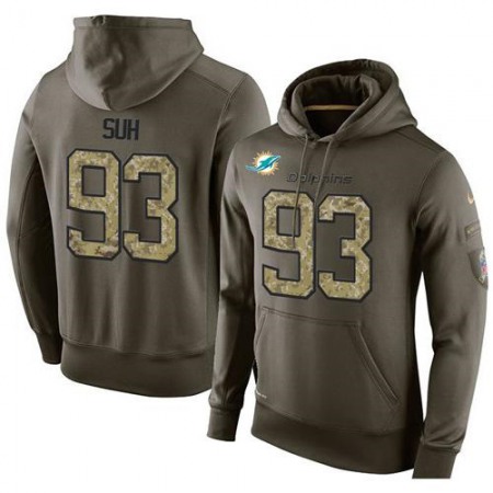 NFL Men's Miami Dolphins #93 Ndamukong Suh Stitched Green Olive Salute To Service KO Performance Hoodie