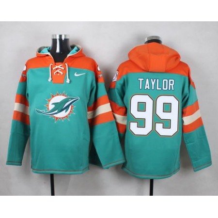 Dolphins #99 Jason Taylor Aqua Green Player Pullover NFL Hoodie
