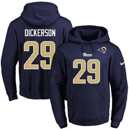 Rams #29 Eric Dickerson Navy Blue Name & Number Pullover NFL Hoodie