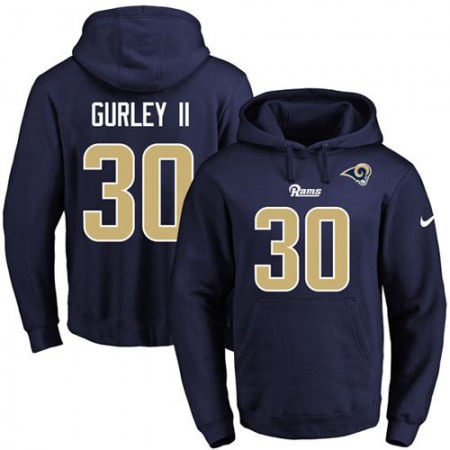 Rams #30 Todd Gurley II Navy Blue Name & Number Pullover NFL Hoodie