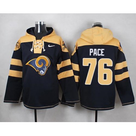 Rams #76 Orlando Pace Navy Blue Player Pullover NFL Hoodie