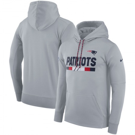 Men's New England Patriots Gray Sideline Team Name Performance Pullover Hoodie