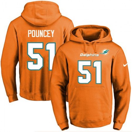Dolphins #51 Mike Pouncey Orange Name & Number Pullover NFL Hoodie