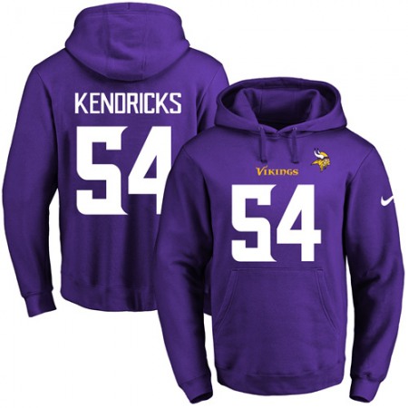 Vikings #54 Eric Kendricks Purple Name & Number Pullover NFL Hoodie