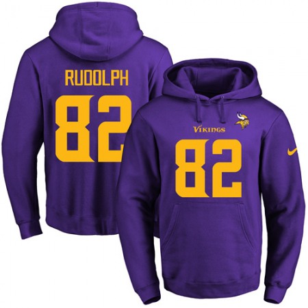 Vikings #82 Kyle Rudolph Purple(Gold No.) Name & Number Pullover NFL Hoodie