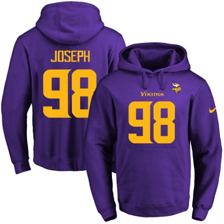 Vikings #98 Linval Joseph Purple(Gold No.) Name & Number Pullover NFL Hoodie