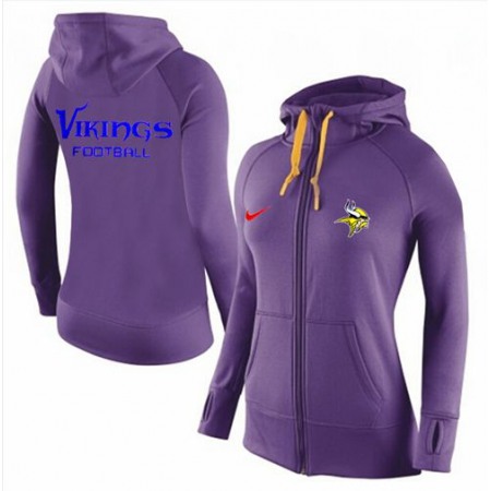Women's Minnesota Vikings Full-Zip Performance Hoodie Purple_1