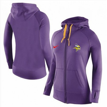 Women's Minnesota Vikings Full-Zip Performance Hoodie Purple_2