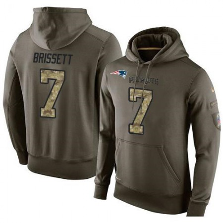 NFL Men's New England Patriots #7 Jacoby Brissett Stitched Green Olive Salute To Service KO Performance Hoodie
